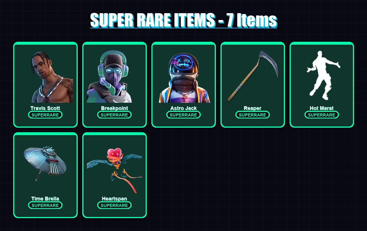 [PC/XBOX/PSN] | Travis Scott | Breakpoint | Astro Jack | Singularity | Ultima Knight | 115 skin | 93 pickaxe | 118 emote | 93 glider | Lv1555