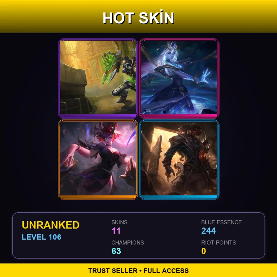 EUNE | Lv106 | Unranked | 11 Skin | 63 Champ — LoL account