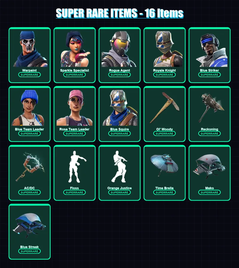 [PC/XBOX] | Warpaint | Sparkle Specialist | Rogue Agent | Royale Knight | Blue Striker | 34 skin | 46 pickaxe | 47 emote | 52 glider | Lv701 — Fortnite account