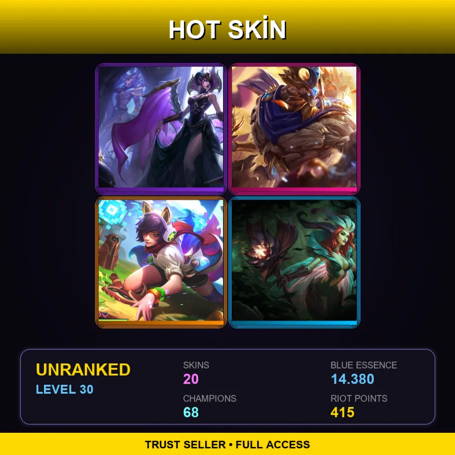NA | Lv30 | Unranked | 20 Skin | 68 Champ — LoL account