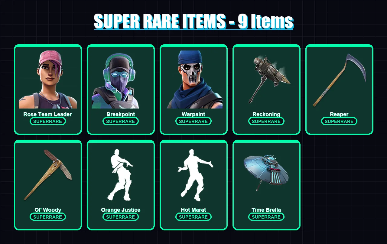 [PS4/PS5/XBOX/PC] | Rose Team Leader | Breakpoint | Warpaint | Fade | Blackheart | 134 skin | 145 pickaxe | 133 emote | 127 glider | Lv1723
