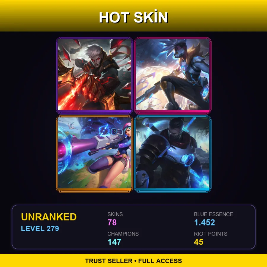 EUW | Lv279 | Unranked | 78 Skin | 147 Champ — LoL account