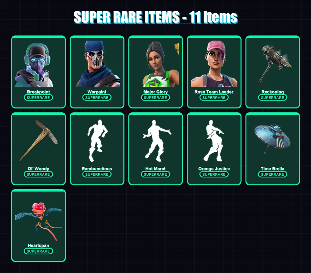 [PC] | Breakpoint | Warpaint | Major Glory | Rose Team Leader | Zenith | 198 skin | 175 pickaxe | 173 emote | 161 glider | Lv1966 — Fortnite account
