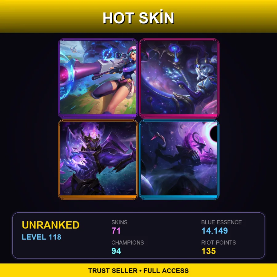 EUNE | Lv118 | Unranked | 71 Skin | 94 Champ — LoL account