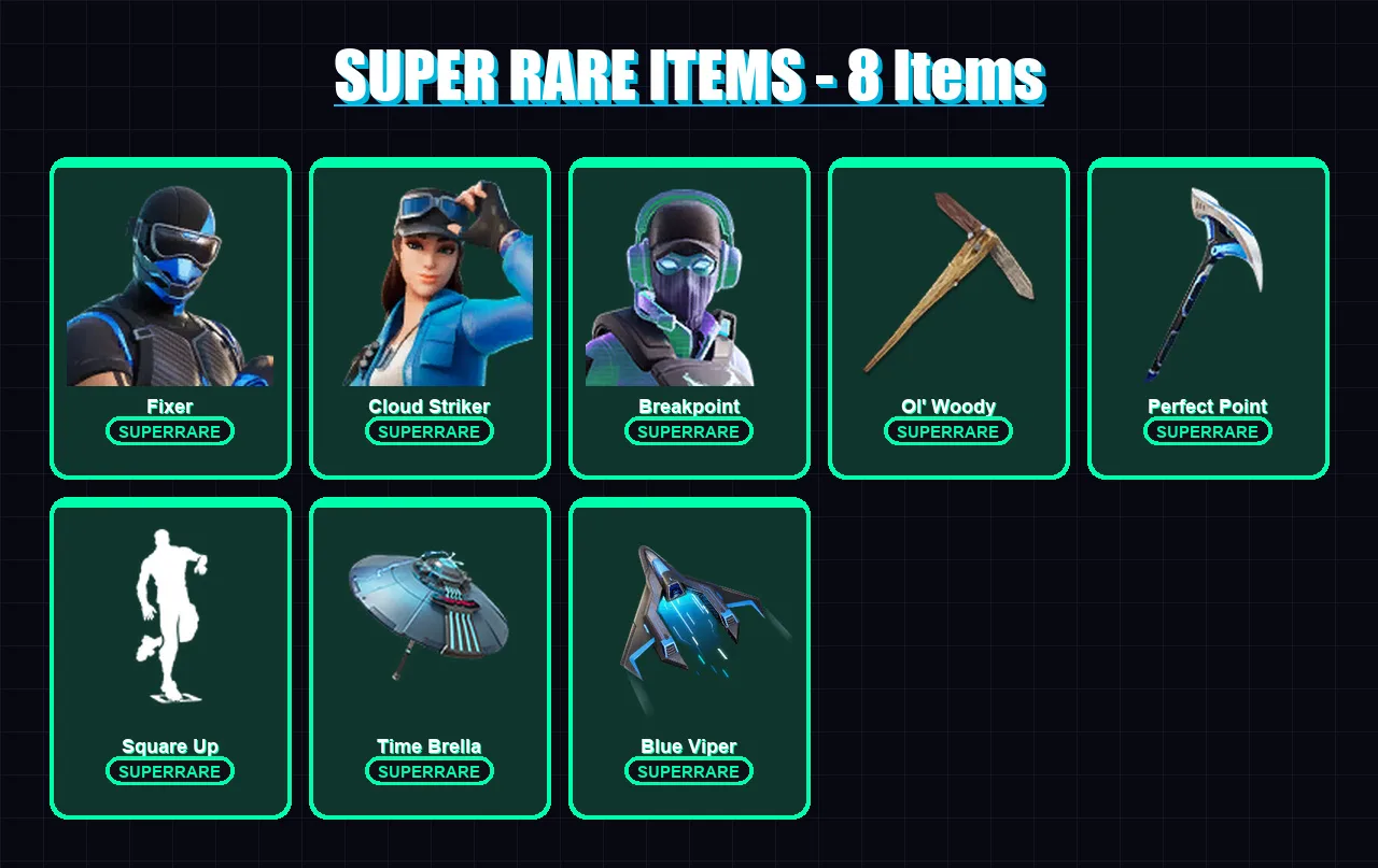 [PS4/PS5/XBOX/PC] | Fixer | Cloud Striker | Breakpoint | Raz | Backlash | 94 skin | 118 pickaxe | 65 emote | 82 glider | Lv1534