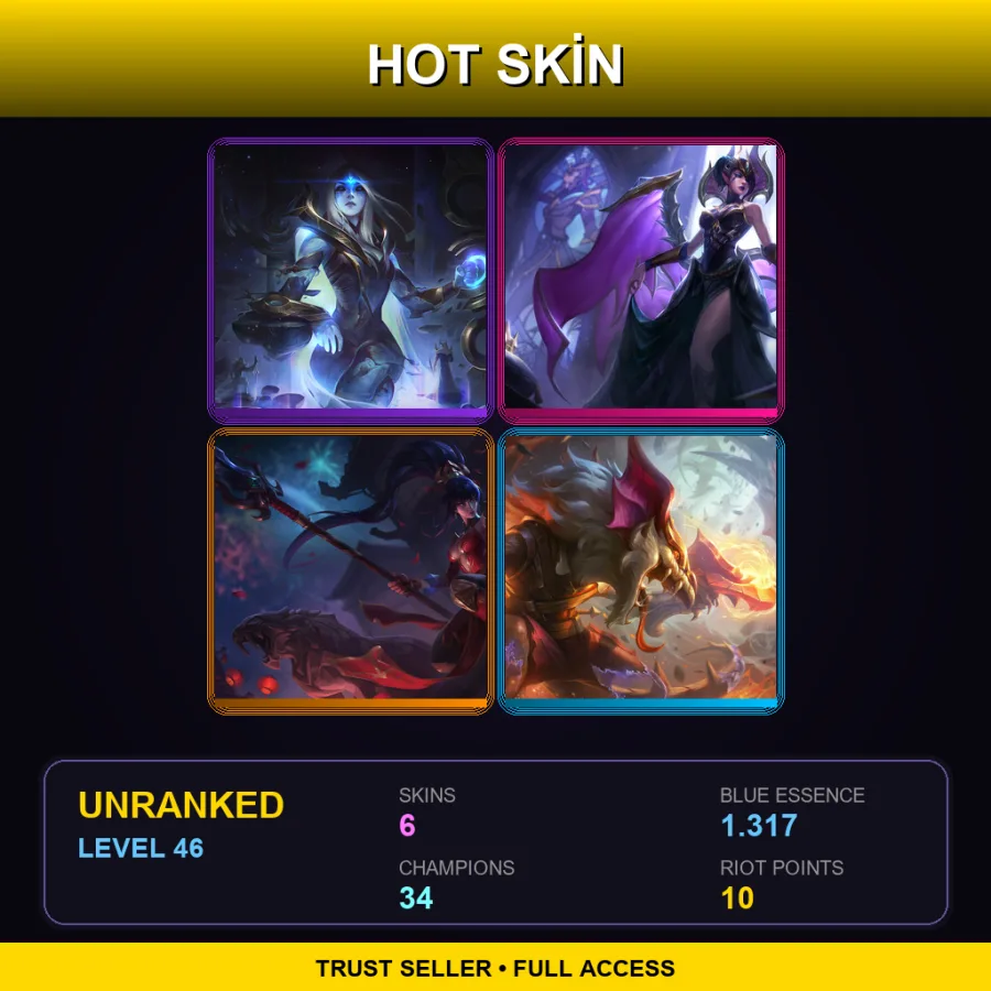 BR | Lv46 | Unranked | 6 Skin | 34 Champ — LoL account