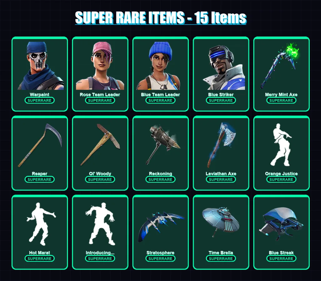 [PC/XBOX] | Warpaint | Rose Team Leader | Blue Team Leader | Blue Striker | Enforcer | 92 skin | 103 pickaxe | 99 emote | 106 glider | Lv1540 — Fortnite account