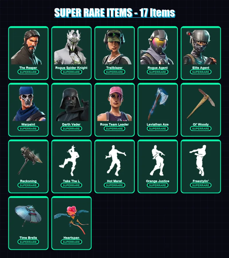 [PC/PSN] | The Reaper | Rogue Spider Knight | Trailblazer | Rogue Agent | Elite Agent | 329 skin | 315 pickaxe | 270 emote | 257 glider | Lv3358 — Fortnite account