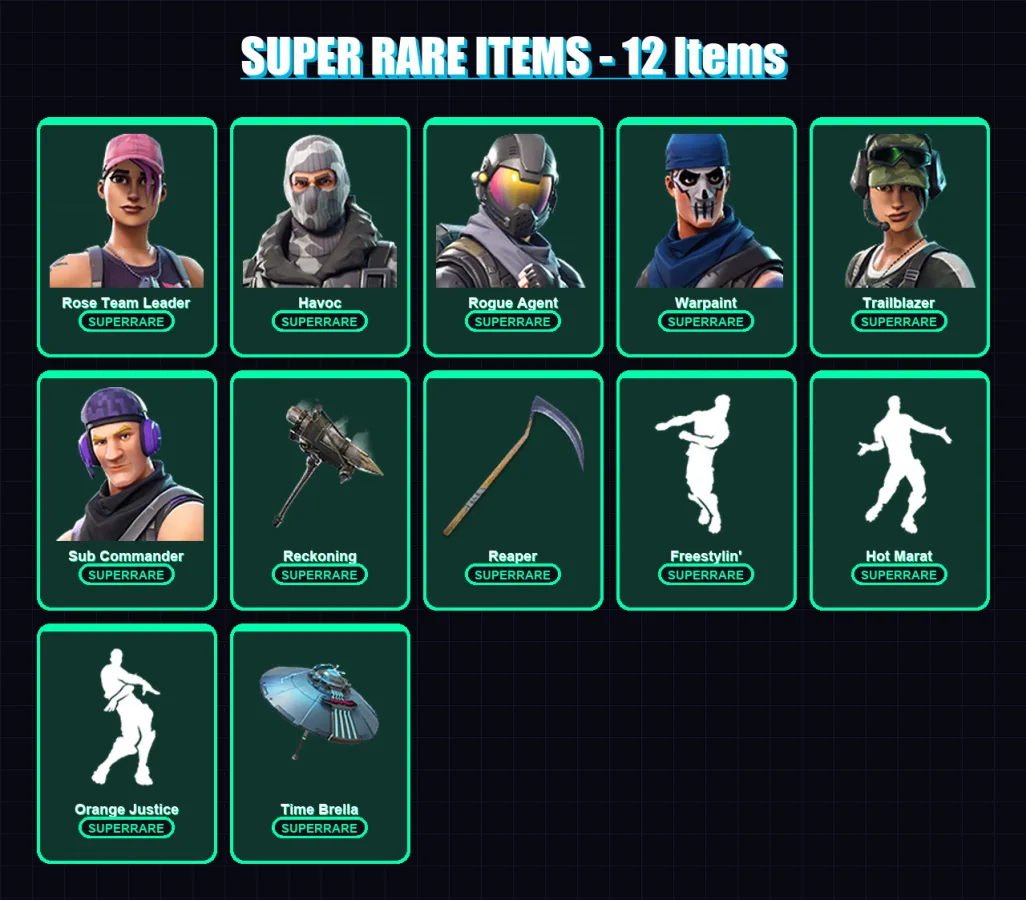 [PC/PSN] | Rose Team Leader | Havoc | Rogue Agent | Warpaint | Trailblazer | 40 skin | 23 pickaxe | 26 emote | 31 glider | Lv504 — Fortnite account