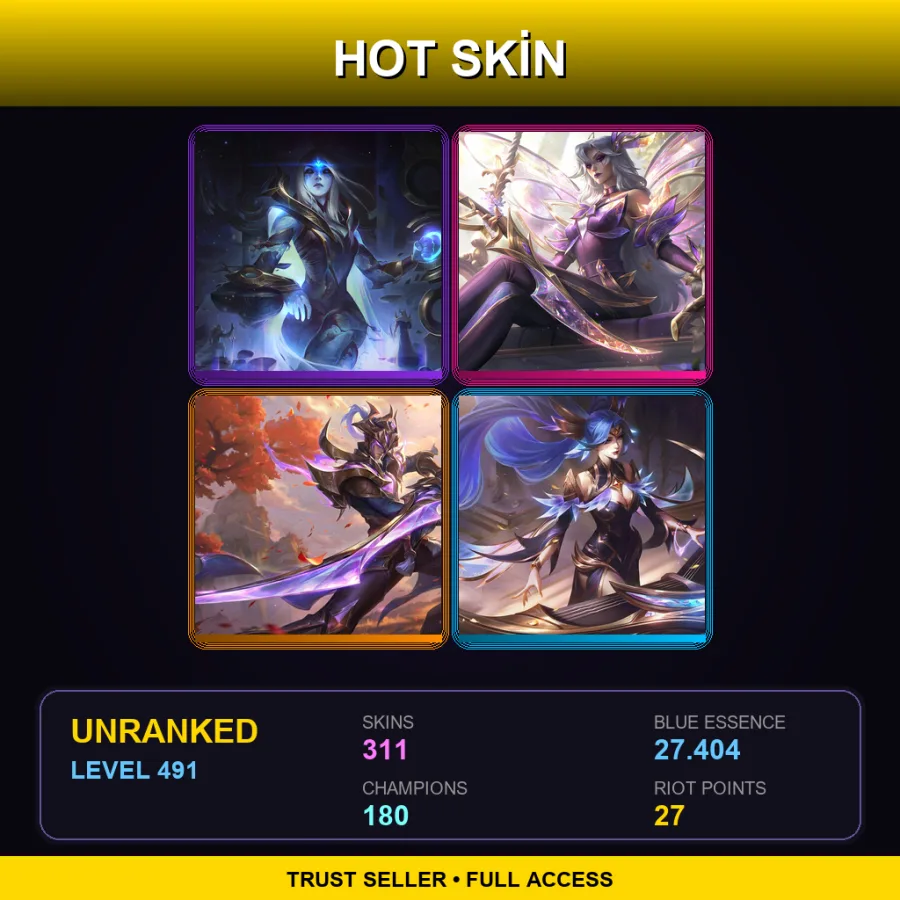 VN | Lv491 | Unranked | 311 Skin | 180 Champ — LoL account