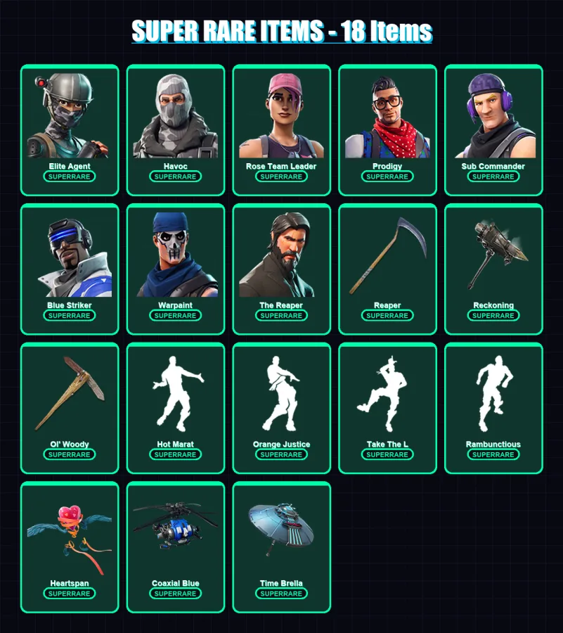 [PS4/PS5/XBOX/PC] | Elite Agent | Havoc | Rose Team Leader | Prodigy | Sub Commander | 74 skin | 57 pickaxe | 56 emote | 59 glider | Lv790