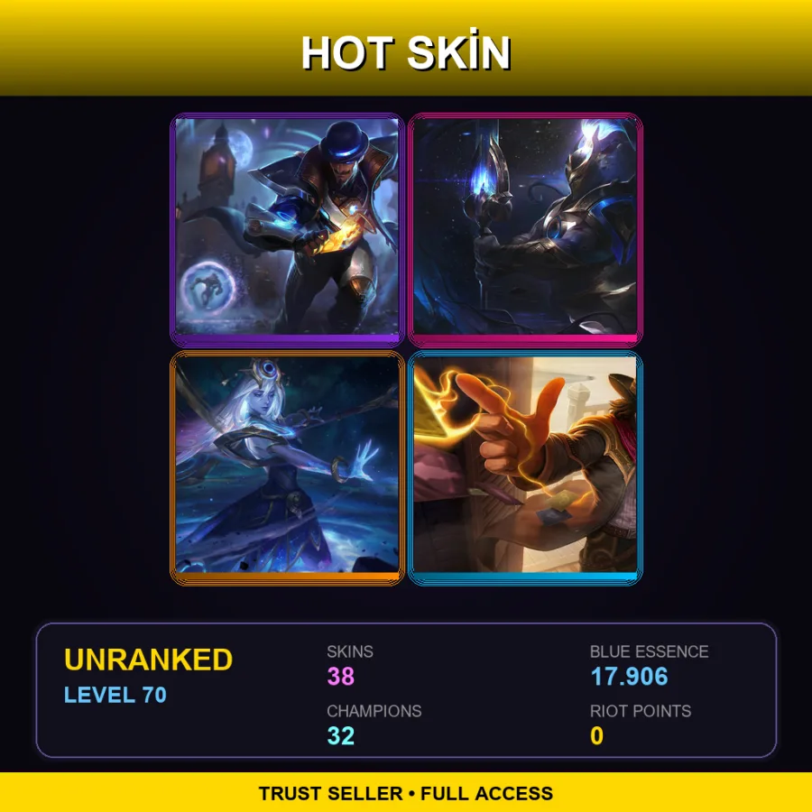VN | Lv70 | Unranked | 38 Skin | 32 Champ — LoL account