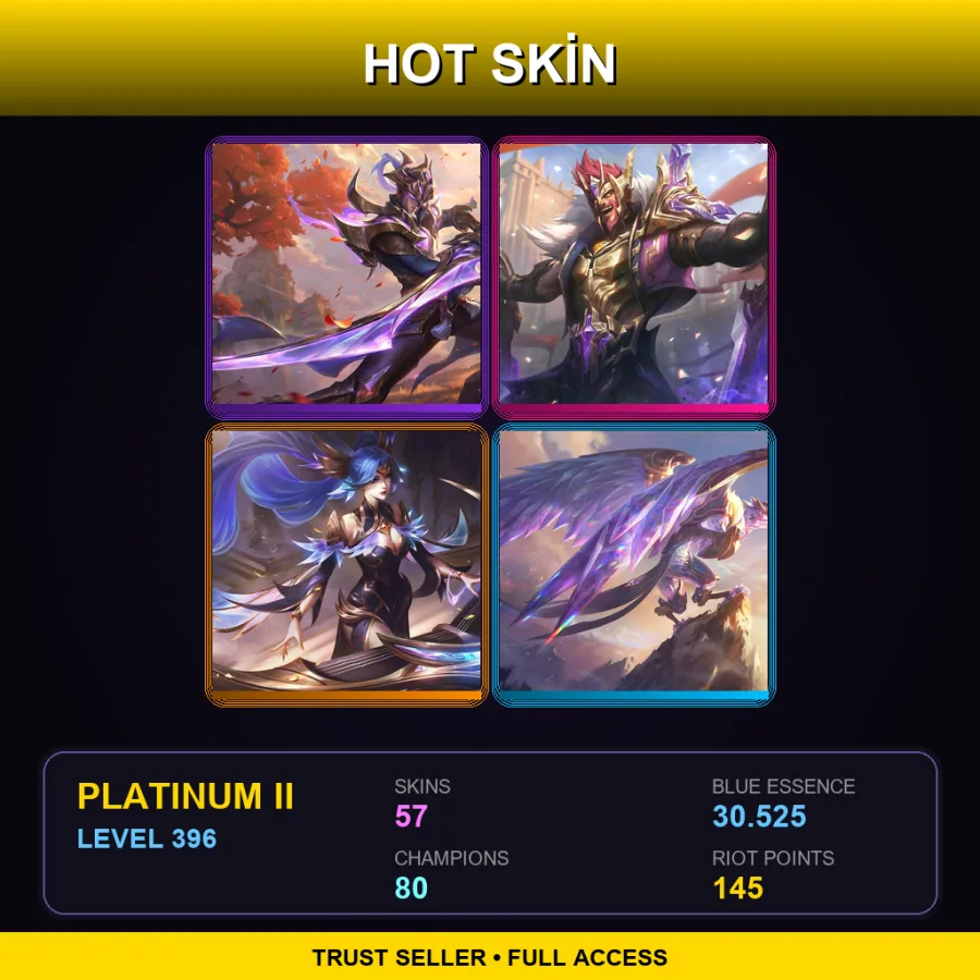 LAN | Lv396 | Platinum II | 57 Skin | 80 Champ