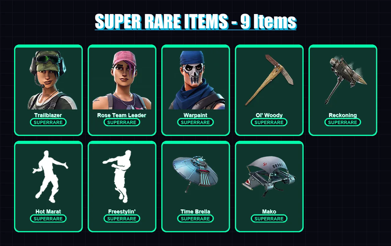 [PS4/PS5/XBOX/PC] | Trailblazer | Rose Team Leader | Warpaint | Rox | Zenith | 84 skin | 96 pickaxe | 94 emote | 92 glider | Lv1390 — Fortnite account