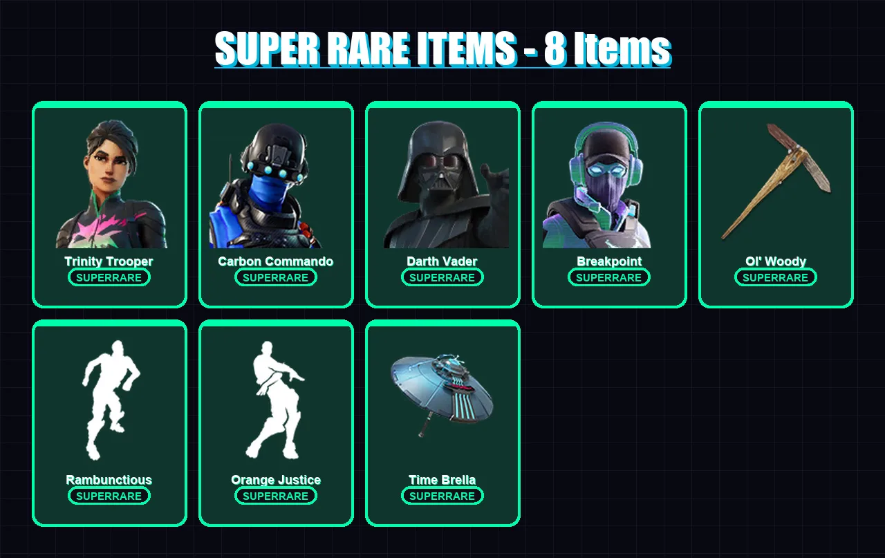 [PC/PSN] | Trinity Trooper | Carbon Commando | Darth Vader | Breakpoint | Spectra Knight | 203 skin | 208 pickaxe | 163 emote | 158 glider | Lv3050