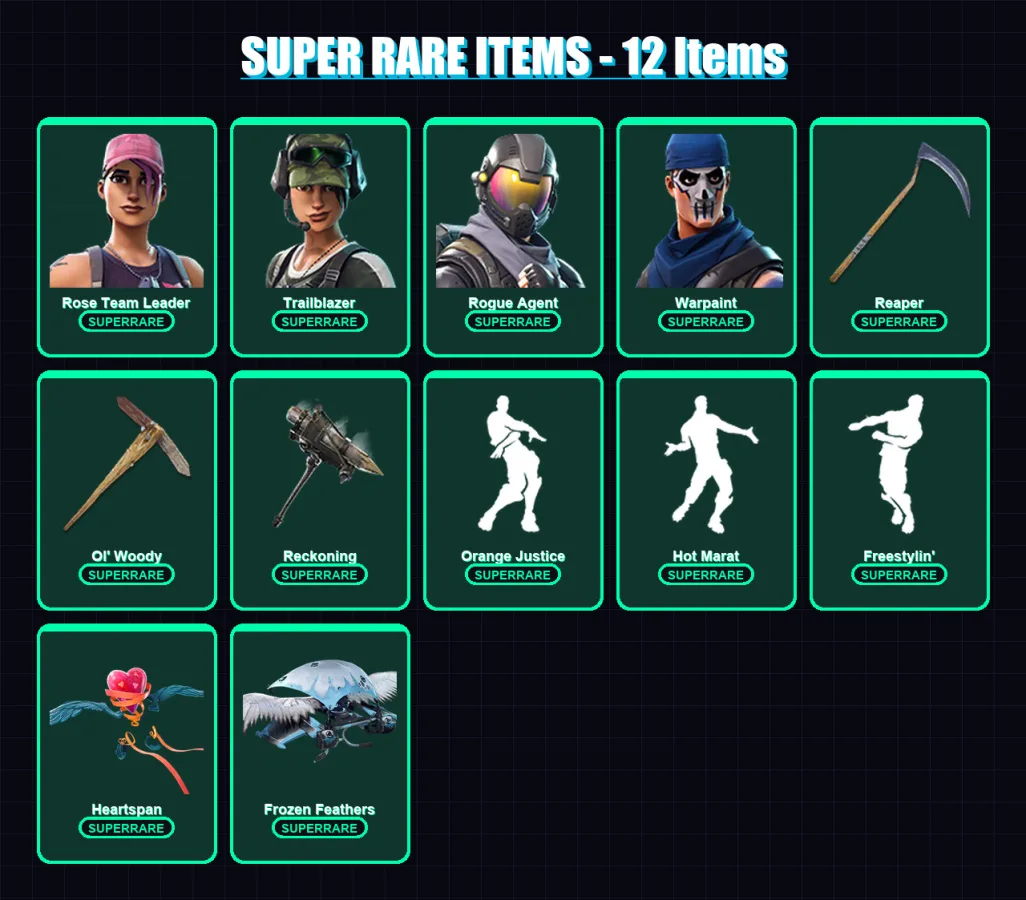 [PC/PSN] | Rose Team Leader | Trailblazer | Rogue Agent | Warpaint | Carbide | 170 skin | 171 pickaxe | 215 emote | 153 glider | Lv2419