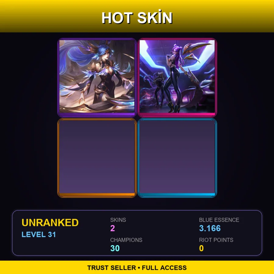 EUW | Lv31 | Unranked | 2 Skin | 30 Champ — LoL account