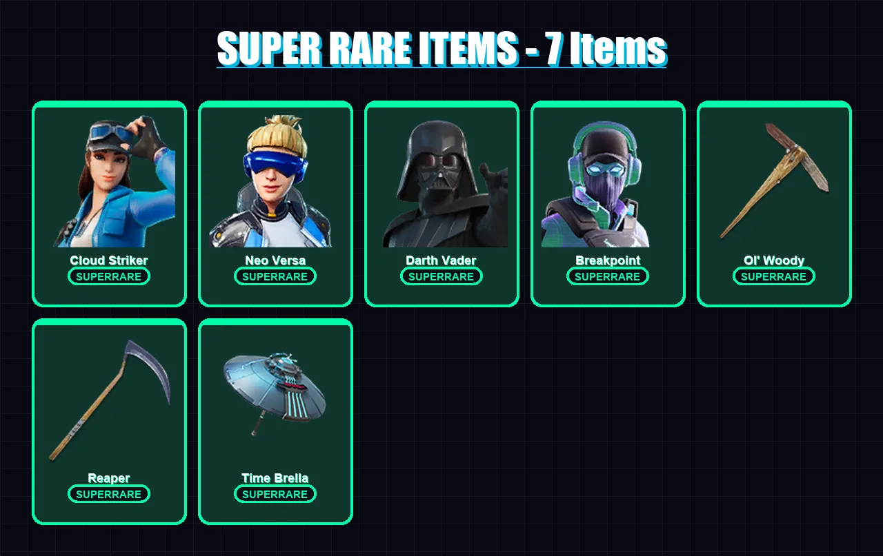 [PC/XBOX/PSN] | Cloud Striker | Neo Versa | Darth Vader | Breakpoint | Raz | 242 skin | 254 pickaxe | 211 emote | 205 glider | Lv3736