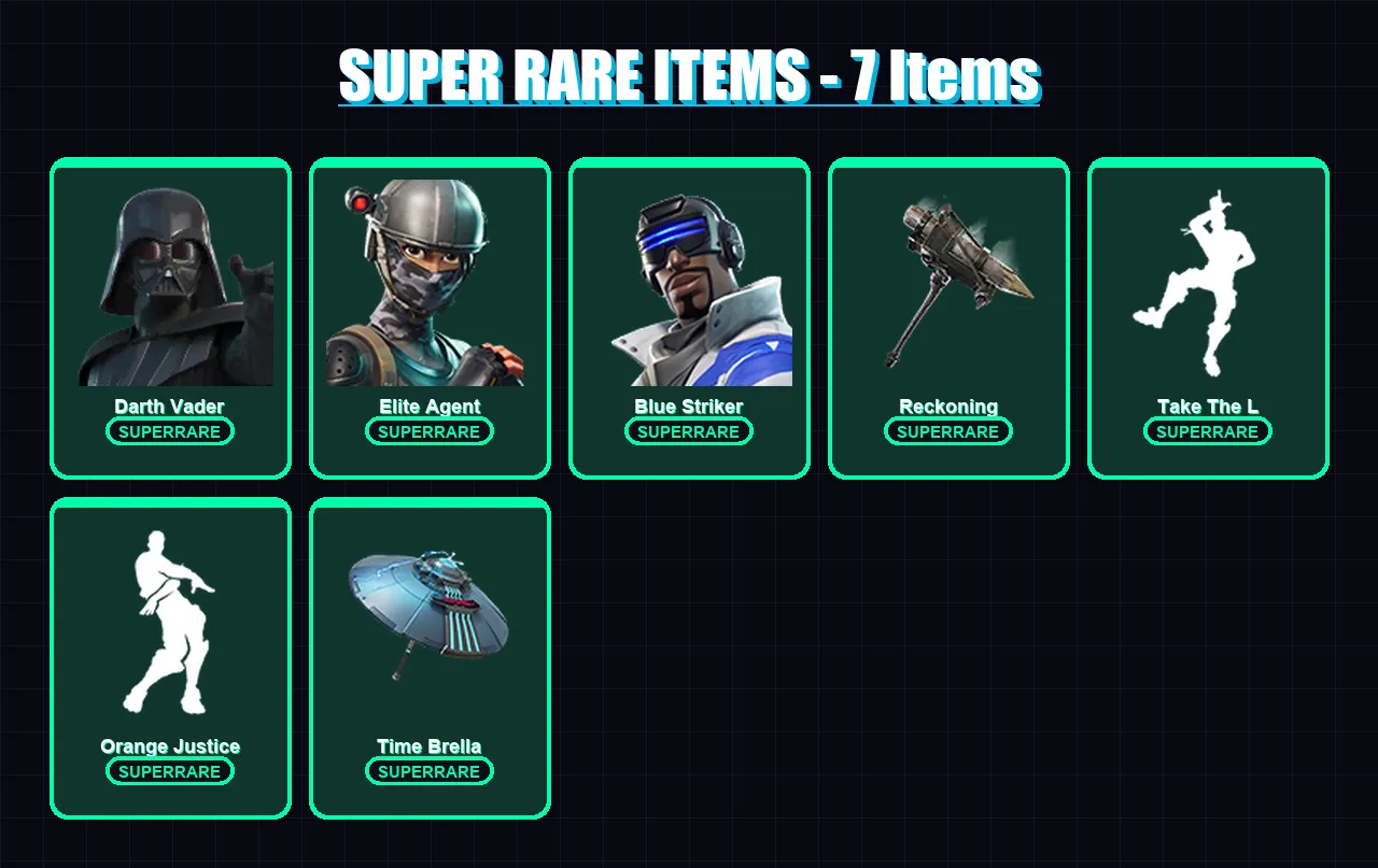 [PS4/PS5/XBOX/PC] | Darth Vader | Elite Agent | Blue Striker | The Imagined | The Visitor | 55 skin | 48 pickaxe | 54 emote | 60 glider | Lv794