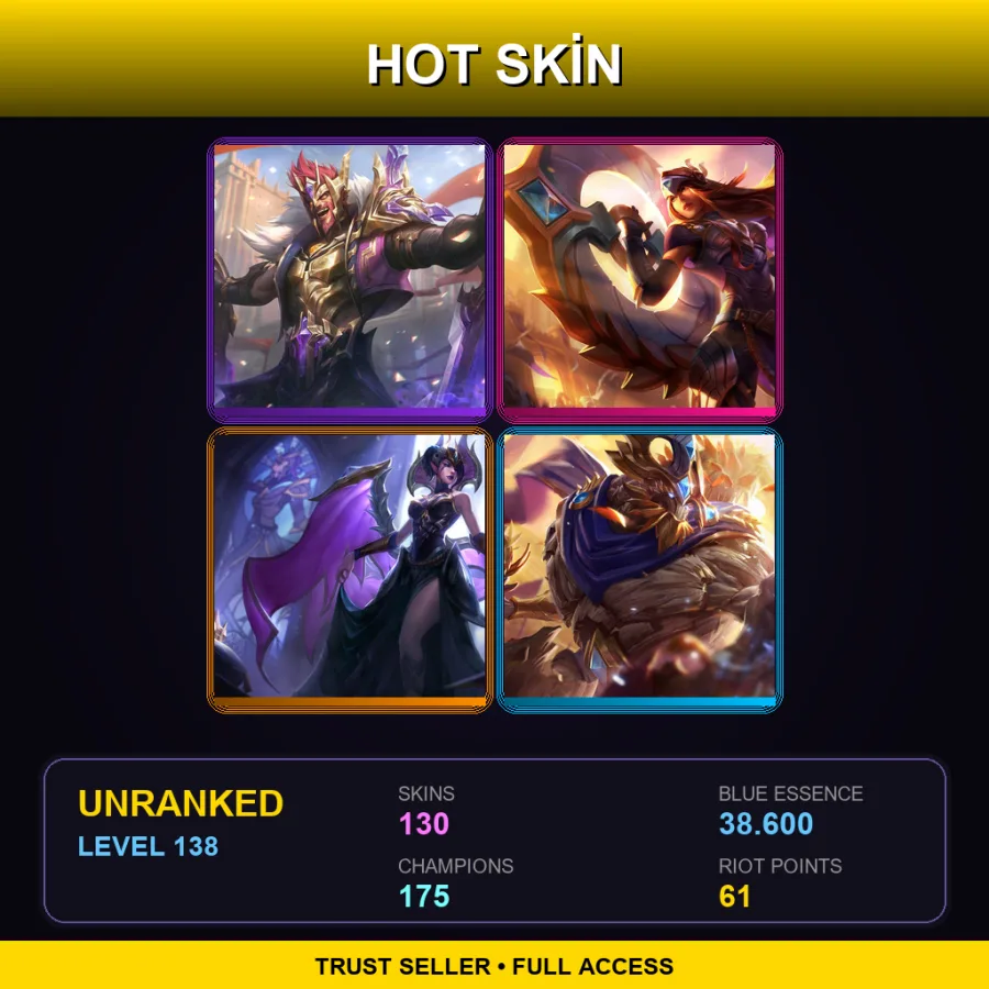VN | Victorious Draven | Victorious Sivir | Victorious Morgana | Victorious Maokai | 130 Skin | 175 Champ | Lv138