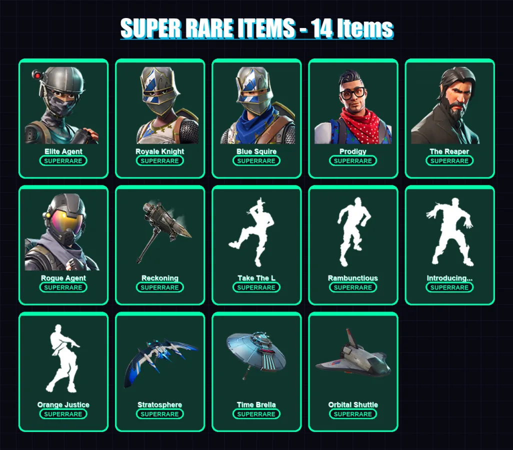 [PC/XBOX] | Elite Agent | Royale Knight | Blue Squire | Prodigy | The Reaper | 69 skin | 57 pickaxe | 72 emote | 72 glider | Lv879