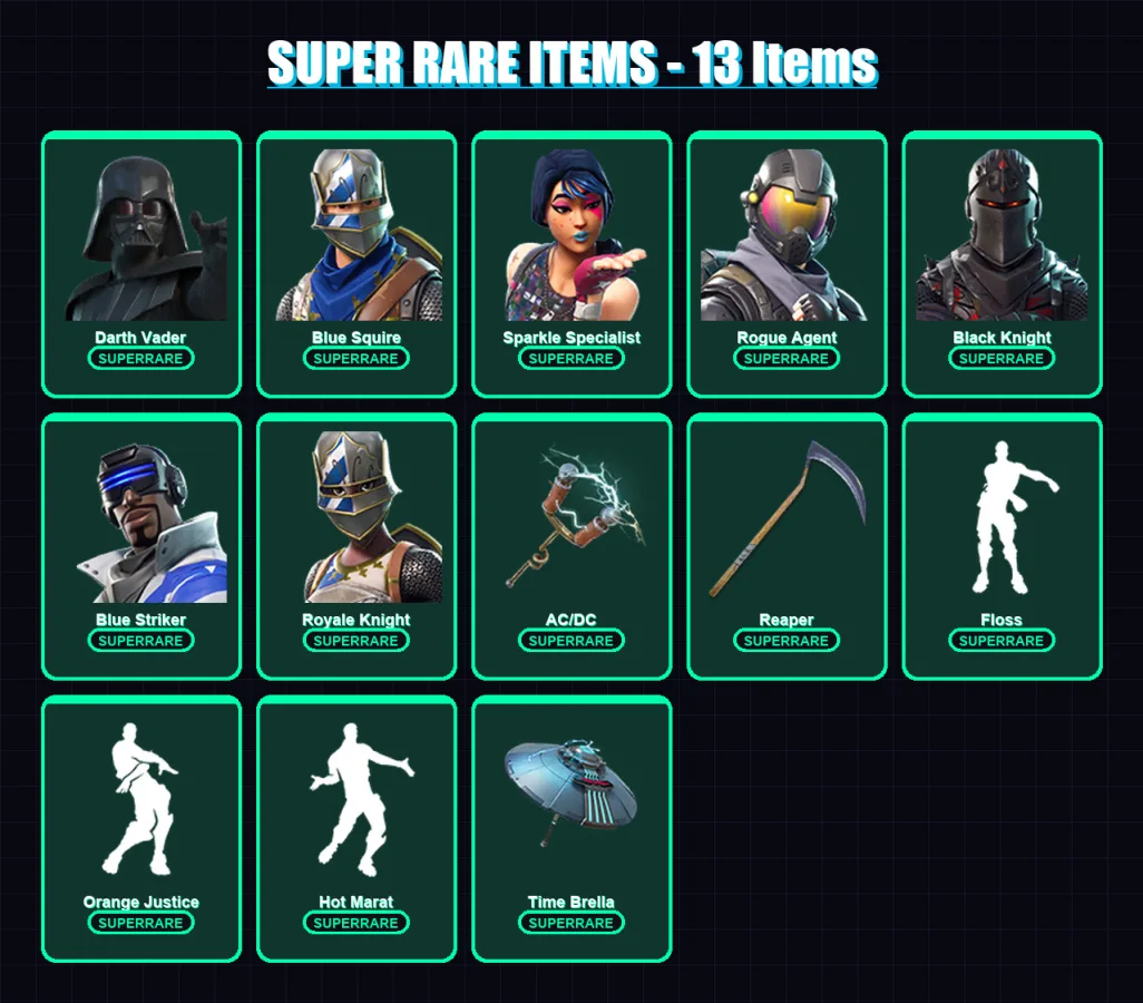 [PC/PSN] | Darth Vader | Blue Squire | Sparkle Specialist | Rogue Agent | Black Knight | 142 skin | 159 pickaxe | 107 emote | 113 glider | Lv2108