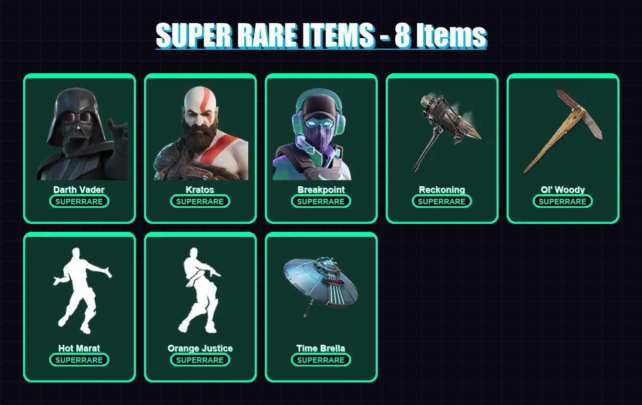[PC/XBOX] | Darth Vader | Kratos | Breakpoint | Hybrid | Twyn | 188 skin | 181 pickaxe | 143 emote | 162 glider | Lv2378