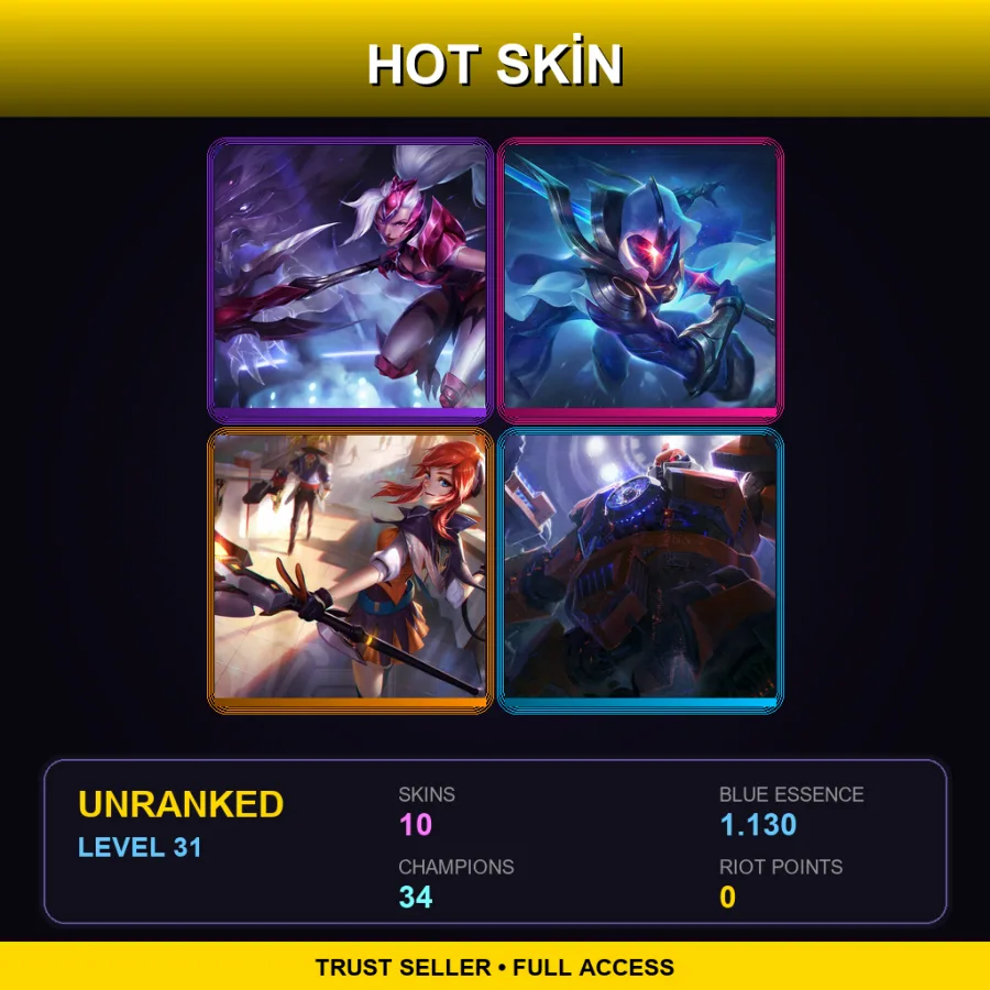OCE | Lv31 | Unranked | 10 Skin | 34 Champ — Cosmic Blade Master Yi