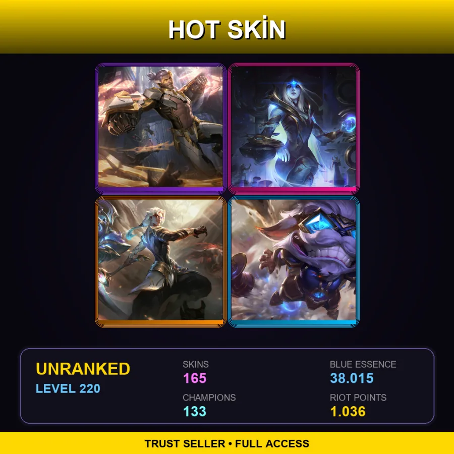 EUW | Lv220 | Unranked | 165 Skin | 133 Champ