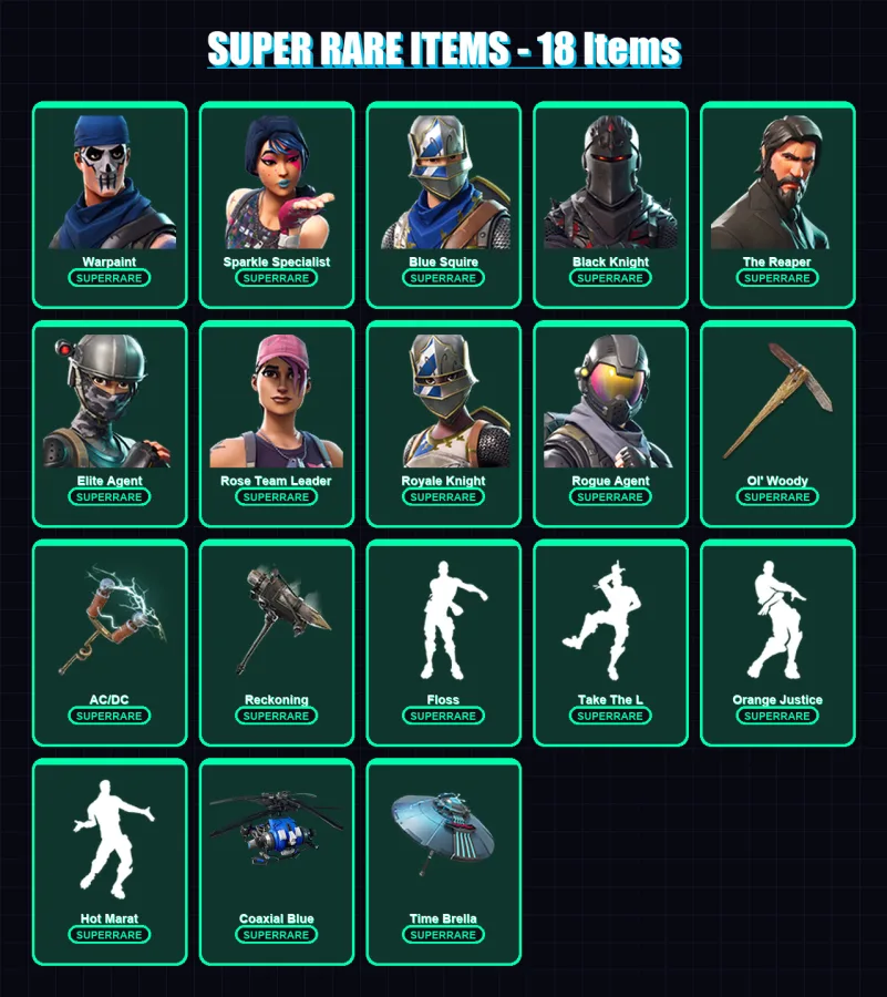 [PS4/PS5/XBOX/PC] | Warpaint | Sparkle Specialist | Blue Squire | Black Knight | The Reaper | 167 skin | 165 pickaxe | 135 emote | 133 glider | Lv18 — Fortnite account