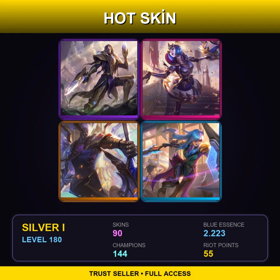 SG | Lv180 | Silver I | 90 Skin | 144 Champ