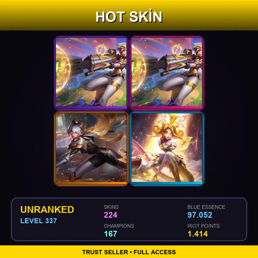 EUNE | Lv337 | Unranked | 224 Skin | 167 Champ — LoL account