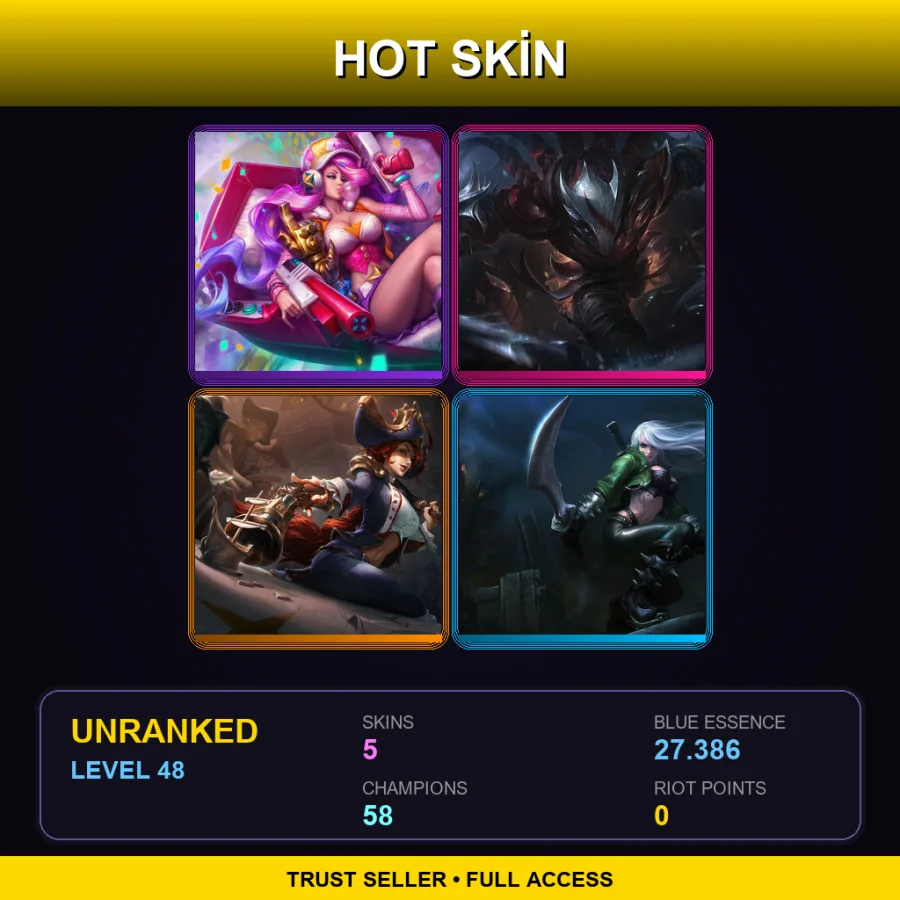 NA | Lv48 | Unranked | 5 Skin | 58 Champ