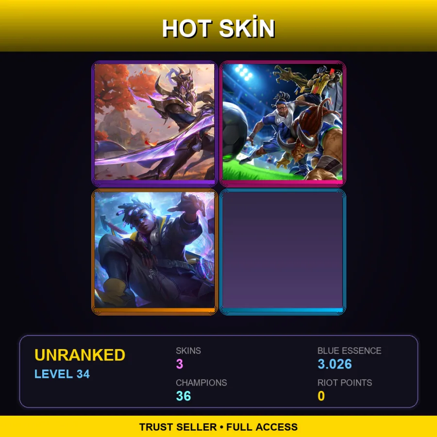 JP | Lv34 | Unranked | 3 Skin | 36 Champ