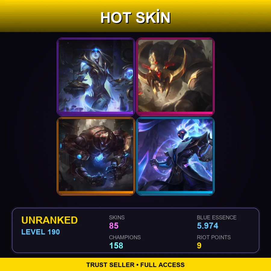 VN | Lv190 | Unranked | 85 Skin | 158 Champ — LoL account