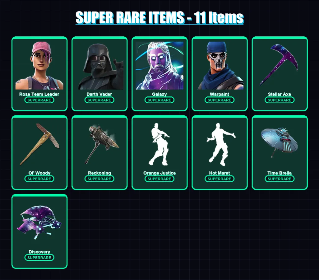 [PC/PSN] | Rose Team Leader | Darth Vader | Galaxy | Warpaint | Valor | 189 skin | 183 pickaxe | 144 emote | 143 glider | Lv1855