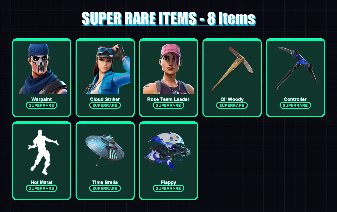 [PS4/PS5/XBOX/PC] | Warpaint | Cloud Striker | Rose Team Leader | Blackheart | Sorana | 70 skin | 115 pickaxe | 81 emote | 96 glider | Lv1508 — Fortnite account