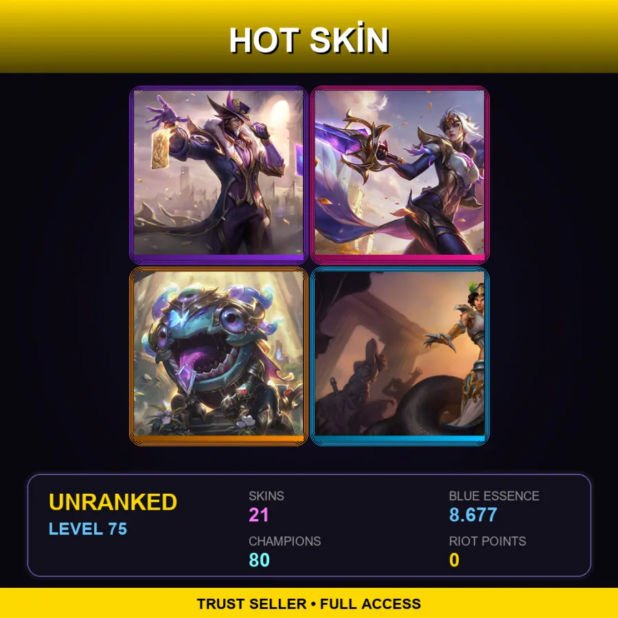 LAN | Lv75 | Unranked | 21 Skin | 80 Champ — Unranked / Smurf League of Legends
