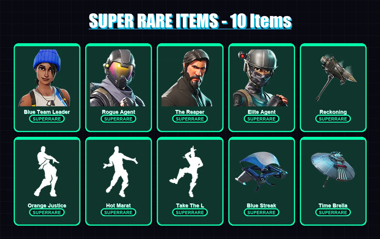 [PS4/PS5/PC] | Blue Team Leader | Rogue Agent | The Reaper | Elite Agent | Enforcer | 109 skin | 121 pickaxe | 97 emote | 103 glider | Lv1683