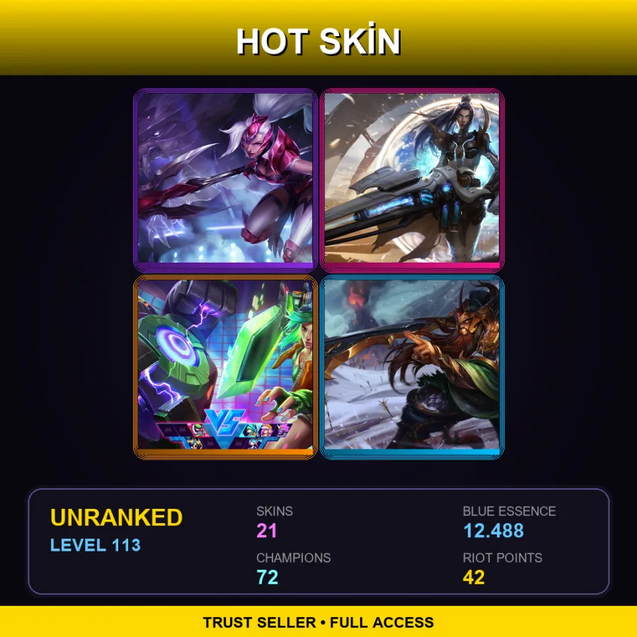 VN | Lv113 | Unranked | 21 Skin | 72 Champ — LoL account