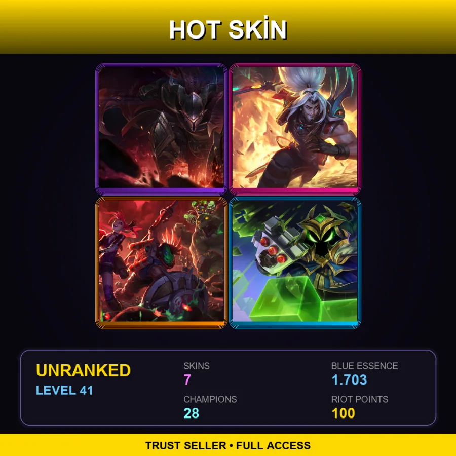 EUW | Lv41 | Unranked | 7 Skin | 28 Champ — LoL account