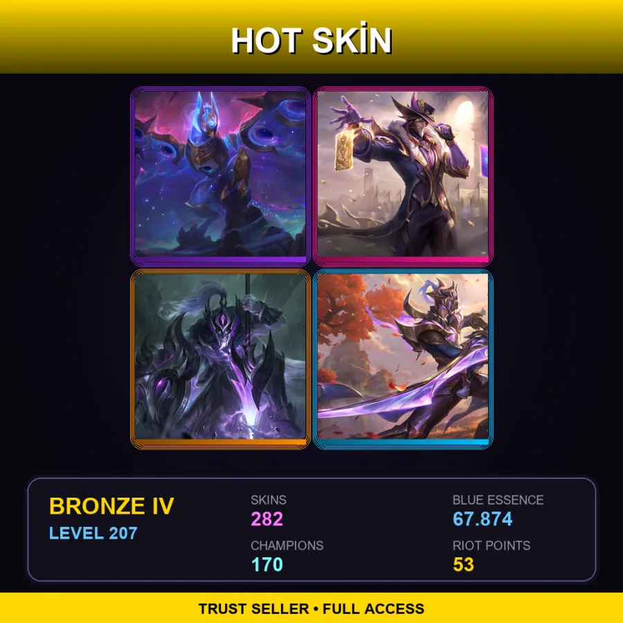 EUW | Lv207 | Bronze IV | 282 Skin | 170 Champ
