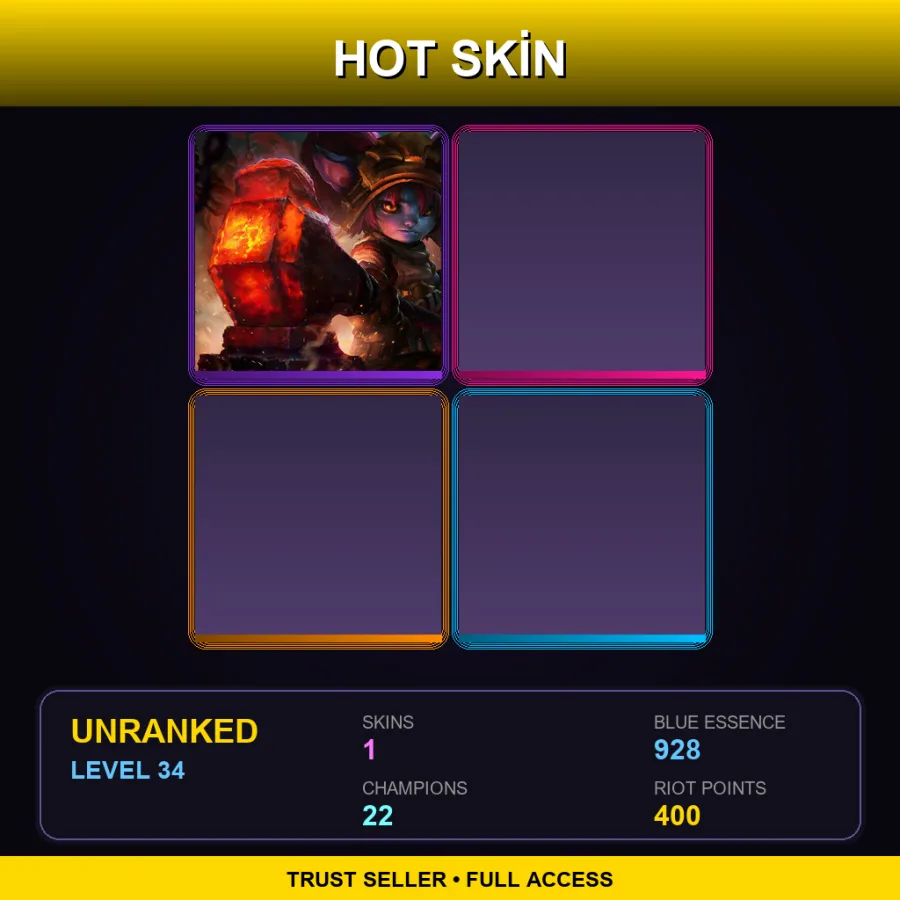 LAN | Blacksmith Poppy | 1 Skin | 22 Champ | Lv34