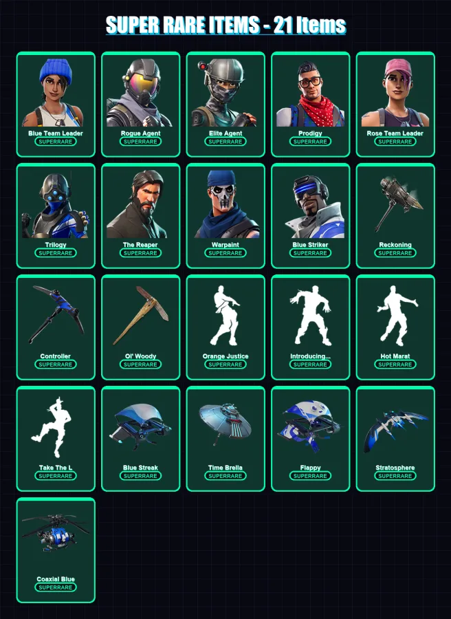 [PS4/PS5/XBOX/PC] | Blue Team Leader | Rogue Agent | Elite Agent | 130 skin | Lv1328 — Fortnite account