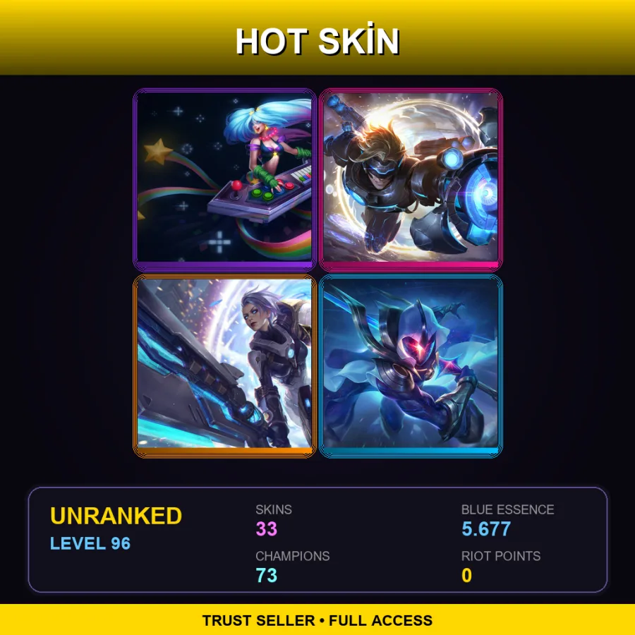 VN | Lv96 | Unranked | 33 Skin | 73 Champ — LoL account