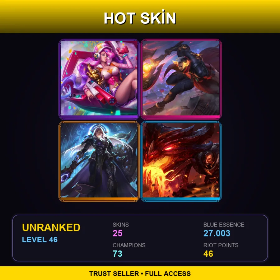 LAS | Lv46 | Unranked | 25 Skin | 73 Champ — LoL account