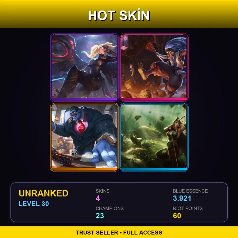 EUW | Lv30 | Unranked | 4 Skin | 23 Champ