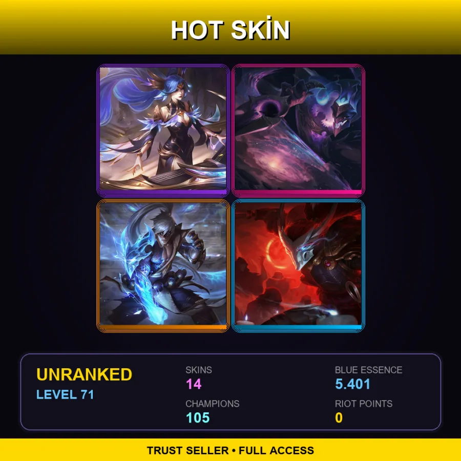 EUW | Lv71 | Unranked | 14 Skin | 105 Champ
