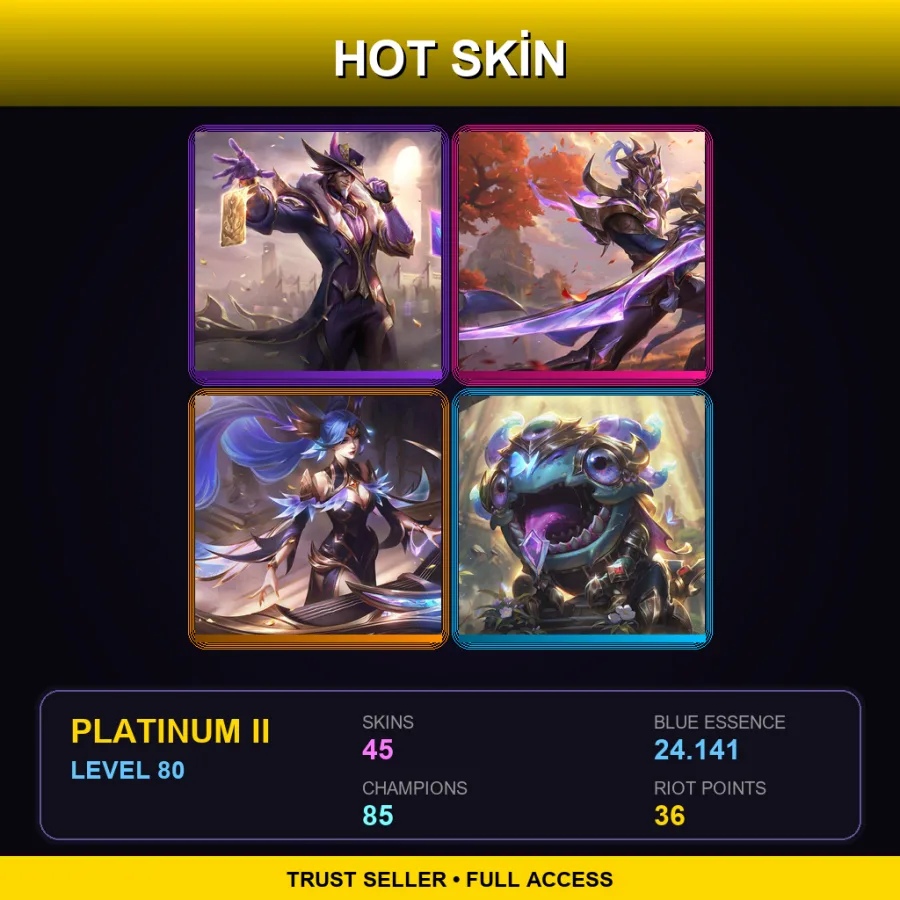 BR | Lv80 | Platinum II | 45 Skin | 85 Champ — LoL account