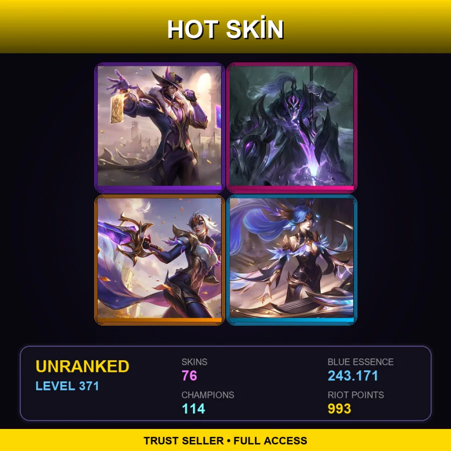 TR | Lv371 | Unranked | 76 Skin | 114 Champ with Vayne